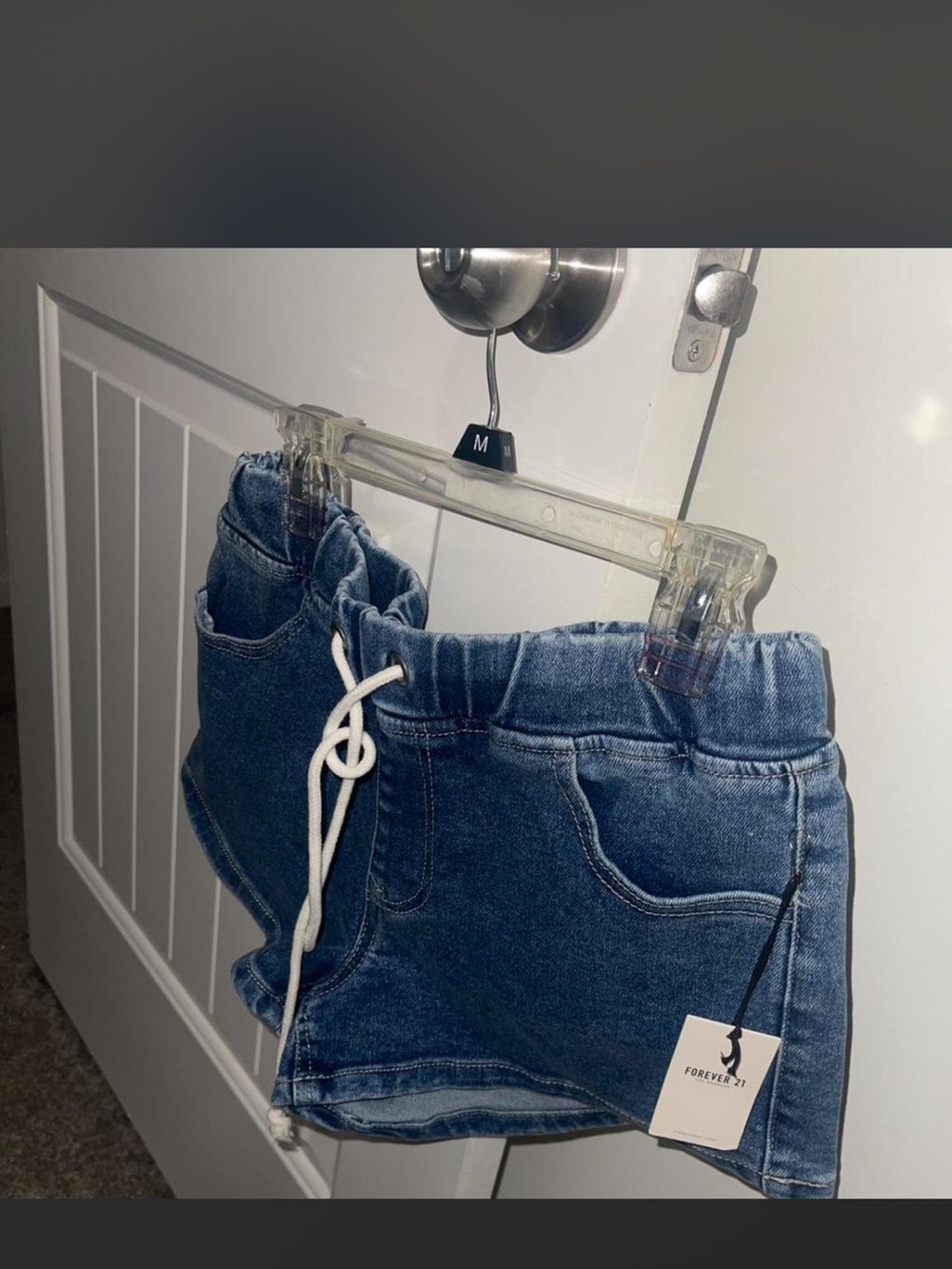 Forever 21 Girls' Dark Blue Denim Drawstring Shorts